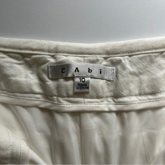 CAbi Off-White Linen Blend Wide Leg Mid-Rise Pants Slacks Trousers Size 10 - Picture 10 of 12